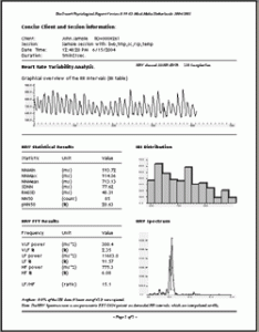 Exemplo do relatório impresso do BioTrace+ HRV